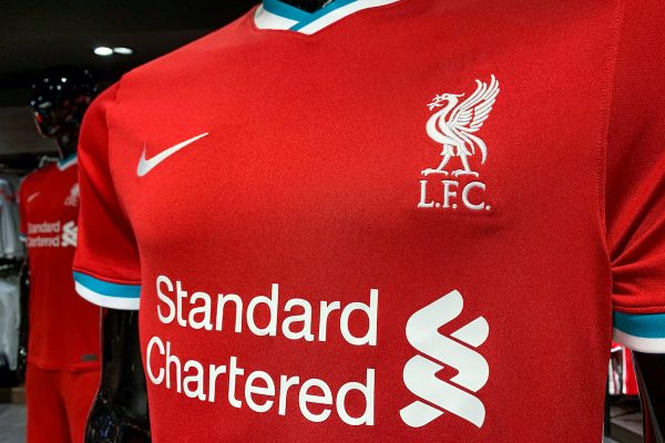 LIVERPOOL, ENGLAND - Sunday, August 9, 2020: Liverpool FC’s new Nike home shirt for the 2020/21 season on display at the club’s official retail store in Liverpool One. (Pic by David Rawcliffe/Propaganda)