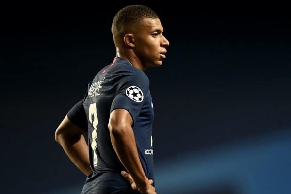 LISBON, PORTUGAL - Sunday, August 23, 2020: Paris Saint-Germain's Kylian Mbappe? during the UEFA Champions League Final between FC Bayern Munich and Paris Saint-Germain at the Estadio do Sport Lisboa e Benfica. FC Bayern Munich won 1-0. (Credit: ©UEFA)