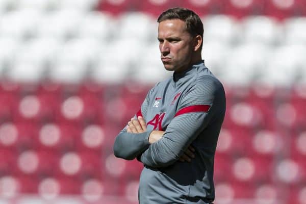 SALZBURG, AUSTRIA - Tuesday, August 25, 2020: Liverpool's first-team development coach Pepijn Lijnders during the pre-match warm-up before a preseason friendly match between FC Red Bull Salzburg and Liverpool FC at the Red Bull Arena. (Pic by Propaganda)