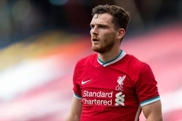 SALZBURG, AUSTRIA - Tuesday, August 25, 2020: Liverpool's Andy Robertson during a preseason friendly match between FC Red Bull Salzburg and Liverpool FC at the Red Bull Arena. (Pic by Propaganda)