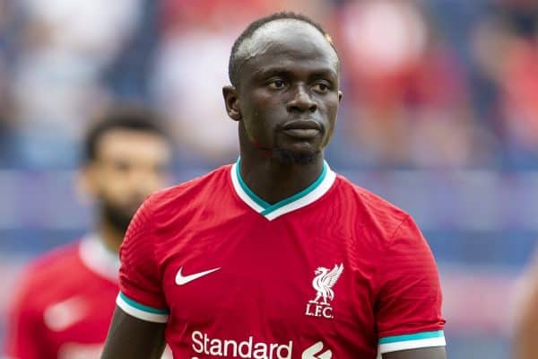 SALZBURG, AUSTRIA - Tuesday, August 25, 2020: Liverpool's Sadio Mané during a preseason friendly match between FC Red Bull Salzburg and Liverpool FC at the Red Bull Arena. (Pic by Propaganda)