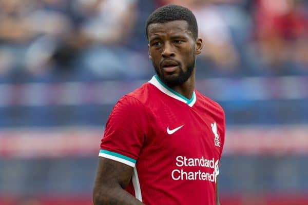 SALZBURG, AUSTRIA - Tuesday, August 25, 2020: Liverpool's Georginio Wijnaldum during a preseason friendly match between FC Red Bull Salzburg and Liverpool FC at the Red Bull Arena. (Pic by Propaganda)