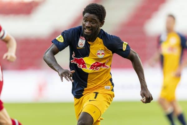 SALZBURG, AUSTRIA - Tuesday, August 25, 2020: FC Red Bull Salzburg's Sékou Koïta during a preseason friendly match between FC Red Bull Salzburg and Liverpool FC at the Red Bull Arena. (Pic by Propaganda)