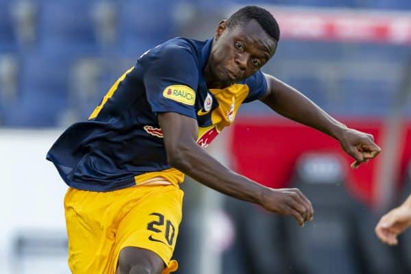 SALZBURG, AUSTRIA - Tuesday, August 25, 2020: FC Red Bull Salzburg's Patson Daka during a preseason friendly match between FC Red Bull Salzburg and Liverpool FC at the Red Bull Arena. (Pic by Propaganda)