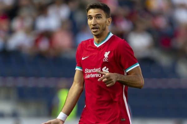 SALZBURG, AUSTRIA - Tuesday, August 25, 2020: Liverpool's substitute Marko Grujic during a preseason friendly match between FC Red Bull Salzburg and Liverpool FC at the Red Bull Arena. (Pic by Propaganda)