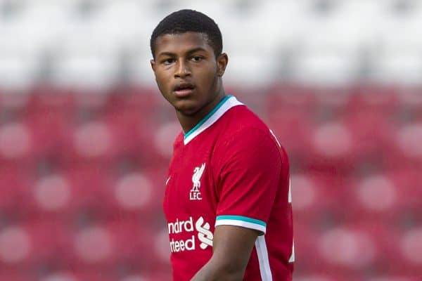 SALZBURG, AUSTRIA - Tuesday, August 25, 2020: Liverpool's substitute Rhian Brewster during a preseason friendly match between FC Red Bull Salzburg and Liverpool FC at the Red Bull Arena. (Pic by Propaganda)