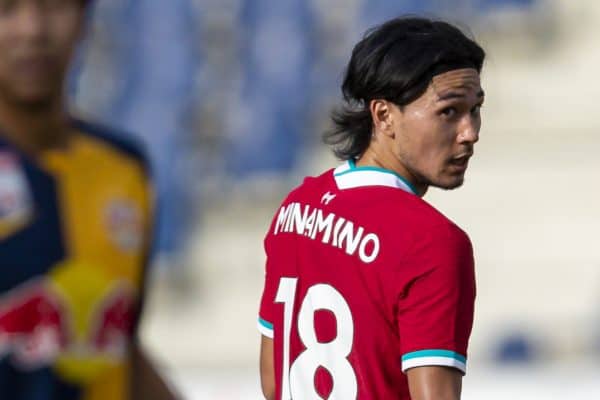 SALZBURG, AUSTRIA - Tuesday, August 25, 2020: Liverpool's Takumi Minamino during a preseason friendly match between FC Red Bull Salzburg and Liverpool FC at the Red Bull Arena. (Pic by Propaganda)