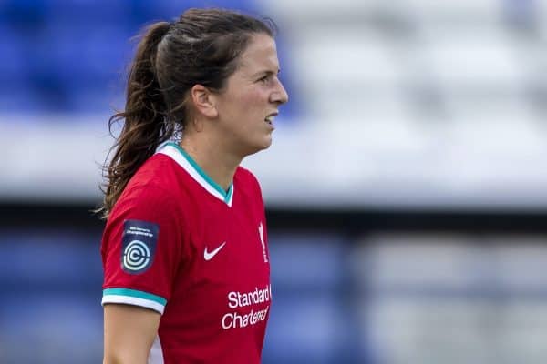 BIRKENHEAD, ENGLAND - Sunday, September 6, 2020: Liverpool’s captain Niamh Fahey during the FA Women’s Championship game between Liverpool FC Women and Durham Women FC at Prenton Park. (Pic by Paul Greenwood/Propaganda)