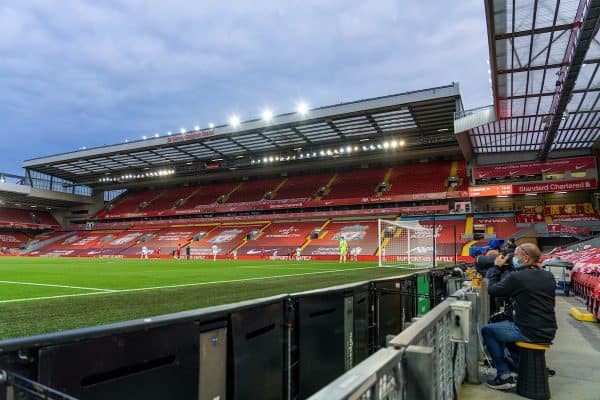 LIVERPOOL, ENGLAND - Saturday, September 12, 2020: Photographers working during the opening FA Premier League match between Liverpool FC and Leeds United FC at Anfield. The game was played behind closed doors due to the UK government’s social distancing laws during the Coronavirus COVID-19 Pandemic. Liverpool won 4-3. (Pic by David Rawcliffe/Propaganda)