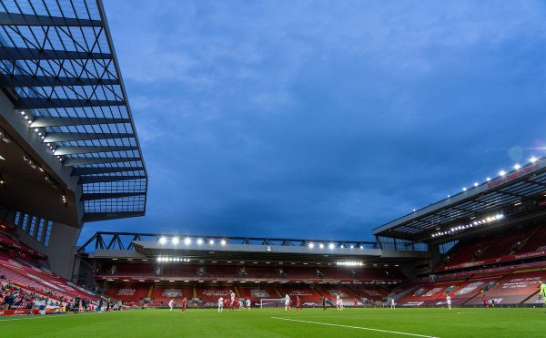 LIVERPOOL, ENGLAND - Saturday, September 12, 2020: A general view during the opening FA Premier League match between Liverpool FC and Leeds United FC at Anfield. The game was played behind closed doors due to the UK government’s social distancing laws during the Coronavirus COVID-19 Pandemic. Liverpool won 4-3. (Pic by David Rawcliffe/Propaganda)