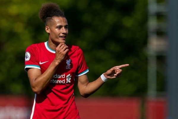 KIRKBY, ENGLAND - Sunday, September 13, 2020: Liverpool's Rhys Williams during the Premier League 2 Division 1 match between Liverpool FC Under-23's and Everton FC Under-23's at the Liverpool Academy. Liverpool won 1-0. (Pic by David Rawcliffe/Propaganda)