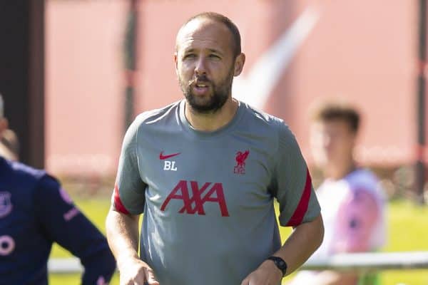 KIRKBY, ENGLAND - Sunday, September 13, 2020: Liverpool's Under-23 coach Barry Lewtas during the Premier League 2 Division 1 match between Liverpool FC Under-23's and Everton FC Under-23's at the Liverpool Academy. Liverpool won 1-0. (Pic by David Rawcliffe/Propaganda)