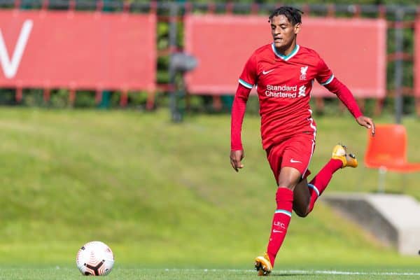 LIVERPOOL, ENGLAND - Saturday, February 22, 2020: Liverpool's substitute Melkamu Frauendof during the Under-18 FA Premier League match between Liverpool FC and Stoke City FC at the Liverpool Academy. Liverpool won 5-0. (Pic by David Rawcliffe/Propaganda)