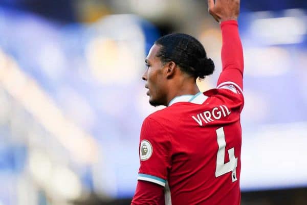 LONDON, ENGLAND - Sunday, September 20, 2020: Liverpool’s Virgil van Dijk during the FA Premier League match between Chelsea FC and Liverpool FC at Stamford Bridge. The game was played behind closed doors due to the UK government’s social distancing laws during the Coronavirus COVID-19 Pandemic. Liverpool won 2-0. (Pic by Propaganda)