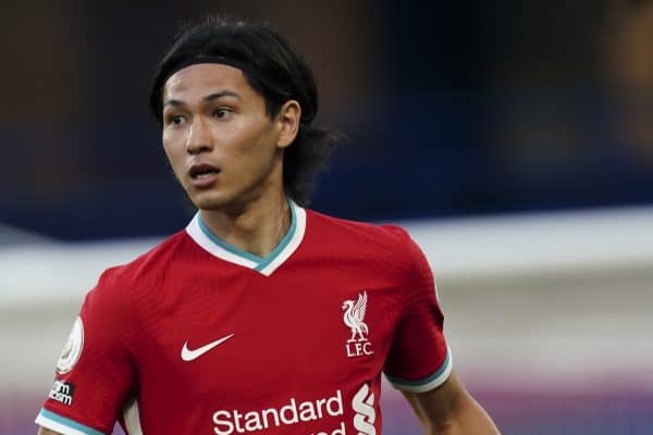 LONDON, ENGLAND - Sunday, September 20, 2020: Liverpool’s Takumi Minamino during the FA Premier League match between Chelsea FC and Liverpool FC at Stamford Bridge. The game was played behind closed doors due to the UK government’s social distancing laws during the Coronavirus COVID-19 Pandemic. Liverpool won 2-0. (Pic by Propaganda)