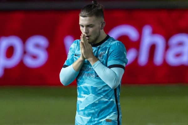 LINCOLN, ENGLAND - Thursday, September 24, 2020: Liverpool's Harvey Elliott during the Football League Cup 3rd Round match between Lincoln City FC and Liverpool FC at Sincil Bank. Liverpool won 7-2. (Pic by David Rawcliffe/Propaganda)