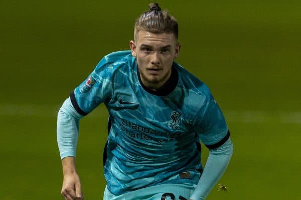 LINCOLN, ENGLAND - Thursday, September 24, 2020: Liverpool's Harvey Elliott during the Football League Cup 3rd Round match between Lincoln City FC and Liverpool FC at Sincil Bank. Liverpool won 7-2. (Pic by David Rawcliffe/Propaganda)