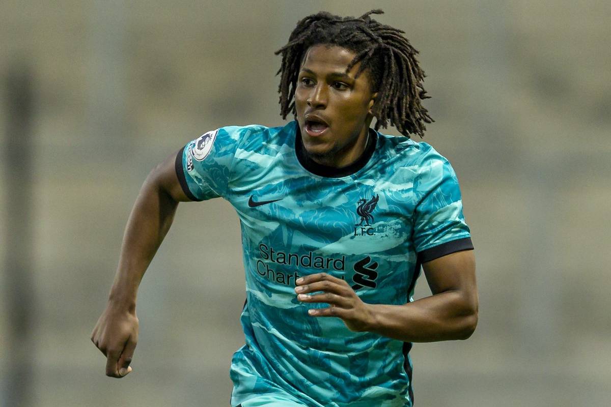 LEIGH, ENGLAND - Friday, September 25, 2020: Liverpool's Yasser Larouci during the Premier League 2 Division 1 match between Manchester United FC Under-23's and Liverpool FC Under-23's at the Leigh Sports Village. Liverpool won 5-3. (Pic by David Rawcliffe/Propaganda)