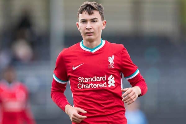 KIRKBY, ENGLAND - Saturday, September 26, 2020: Liverpool's substitute Mateusz Musialowski during the Under-18 Premier League match between Liverpool FC Under-18's and Manchester City FC Under-18's at the Liverpool Academy. Manchester City won 3-1. (Pic by David Rawcliffe/Propaganda)