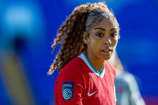 BIRKENHEAD, ENGLAND - Sunday, September 27, 2020: Liverpool's Jessica Clarke during the FA Women’s Championship game between Liverpool FC Women and Charlton Athletic Women FC at Prenton Park. Liverpool won 4-0. (Pic by David Rawcliffe/Propaganda)