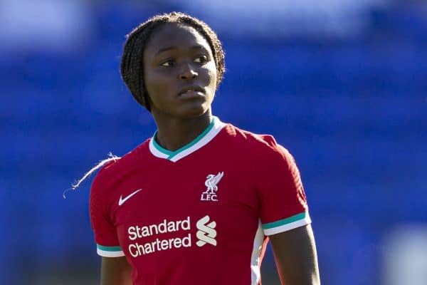 BIRKENHEAD, ENGLAND - Sunday, September 27, 2020: Liverpool's Rinsola Babajide during the FA Women’s Championship game between Liverpool FC Women and Charlton Athletic Women FC at Prenton Park. Liverpool won 4-0. (Pic by David Rawcliffe/Propaganda)