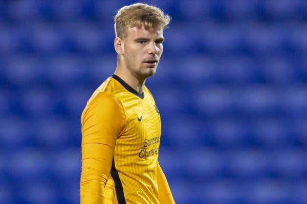 BIRKENHEAD, ENGLAND - Tuesday, September 29, 2020: Liverpool's goalkeeper Vitezslav Jaros during the EFL Trophy Northern Group D match between Tranmere Rovers FC and Liverpool FC Under-21's at Prenton Park. Tranmere Rovers won 3-2. (Pic by David Rawcliffe/Propaganda)