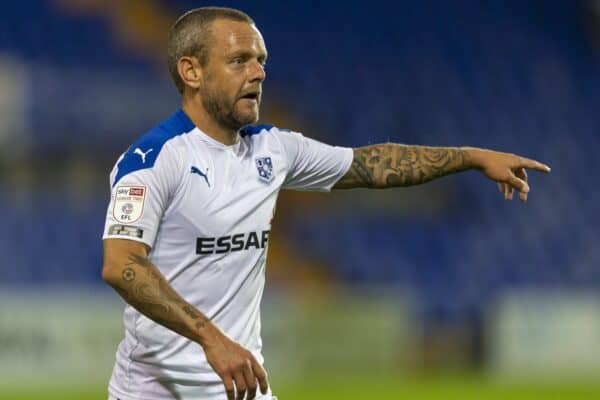 BIRKENHEAD, ENGLAND - Tuesday, September 29, 2020: Tranmere Rovers' Jay Spearing during the EFL Trophy Northern Group D match between Tranmere Rovers FC and Liverpool FC Under-21's at Prenton Park. Tranmere Rovers won 3-2. (Pic by David Rawcliffe/Propaganda)