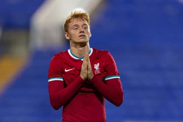 BIRKENHEAD, ENGLAND - Tuesday, September 29, 2020: Liverpool's Sepp Van Den Berg looks dejected as his side lose to Tranmere Rovers during the EFL Trophy Northern Group D match between Tranmere Rovers FC and Liverpool FC Under-21's at Prenton Park. Tranmere Rovers won 3-2. (Pic by David Rawcliffe/Propaganda)