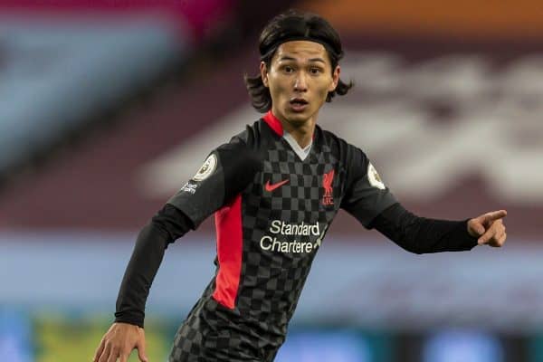 BIRMINGHAM, ENGLAND - Sunday, October 4, 2020: Liverpool’s Takumi Minamino during the FA Premier League match between Aston Villa FC and Liverpool FC at Villa Park. The game was played behind closed doors due to the UK government’s social distancing laws during the Coronavirus COVID-19 Pandemic. Aston Villa won 7-2. (Pic by David Rawcliffe/Propaganda)