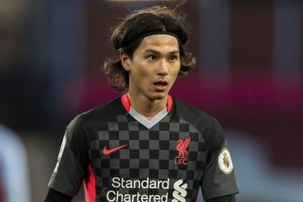 BIRMINGHAM, ENGLAND - Sunday, October 4, 2020: Liverpool’s Takumi Minamino during the FA Premier League match between Aston Villa FC and Liverpool FC at Villa Park. The game was played behind closed doors due to the UK government’s social distancing laws during the Coronavirus COVID-19 Pandemic. Aston Villa won 7-2. (Pic by David Rawcliffe/Propaganda)