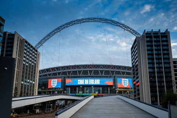 LONDON, ENGLAND - Thursday, October 8, 2020: Wembley Way, closed off for construction, pictured before the International Friendly match between England and Wales at Wembley Stadium. The game was played behind closed doors due to the UK Government’s social distancing laws prohibiting supporters from attending events inside stadiums as a result of the Coronavirus Pandemic. England won 3-0. (Pic by David Rawcliffe/Propaganda)