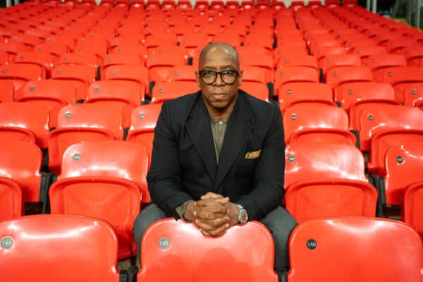 LONDON, ENGLAND - Thursday, October 8, 2020: Television pundit and former Arsenal and England player Ian Wright sits in an empty stand during the International Friendly match between England and Wales at Wembley Stadium. The game was played behind closed doors due to the UK Government’s social distancing laws prohibiting supporters from attending events inside stadiums as a result of the Coronavirus Pandemic. England won 3-0. (Pic by David Rawcliffe/Propaganda)