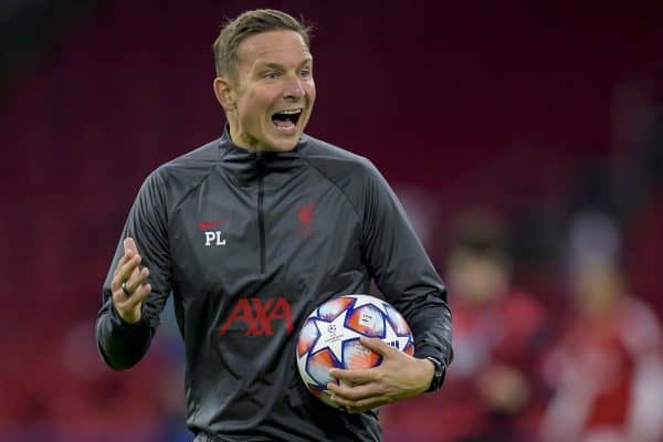 AMSTERDAM, THE NETHERLANDS - Wednesday, October 21, 2020: Liverpool's first-team development coach Pepijn Lijnders during the pre-match warm-up before the opening UEFA Champions League Group D match between AFC Ajax and Liverpool FC at the Johan Cruijff ArenA. (Pic by Orange Pictures via Propaganda)