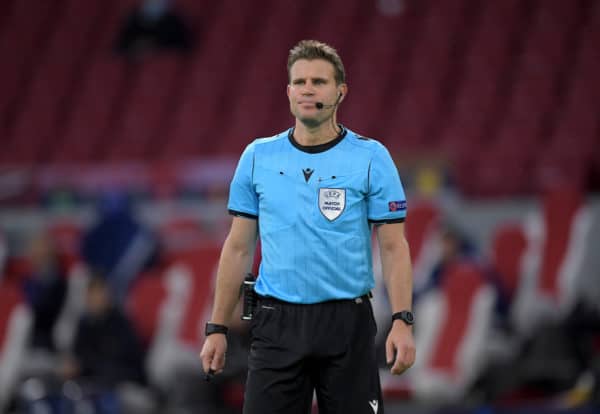 AMSTERDAM, THE NETHERLANDS - Wednesday, October 21, 2020: Referee Felix Brych during the opening UEFA Champions League Group D match between AFC Ajax and Liverpool FC at the Johan Cruijff ArenA. (Pic by Gerrit van Keulen/Orange Pictures via Propaganda)