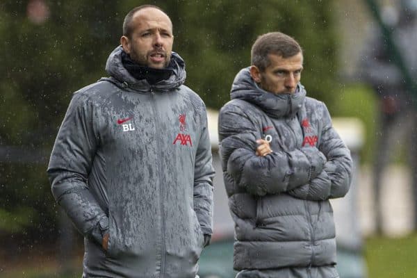 KIRKBY, ENGLAND - Saturday, October 24, 2020: Liverpool's Under-23 coach Barry Lewtas during the Premier League 2 Division 1 match between Liverpool FC Under-23's and Chelsea FC Under-23's at the Liverpool Academy. Liverpool won 3-1. (Pic by David Rawcliffe/Propaganda)