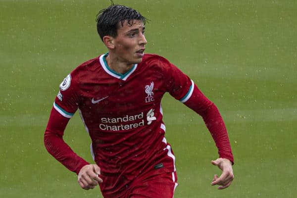 KIRKBY, ENGLAND - Saturday, October 24, 2020: Liverpool's substitute Matteo Ritaccio during the Premier League 2 Division 1 match between Liverpool FC Under-23's and Chelsea FC Under-23's at the Liverpool Academy. Liverpool won 3-1. (Pic by David Rawcliffe/Propaganda)