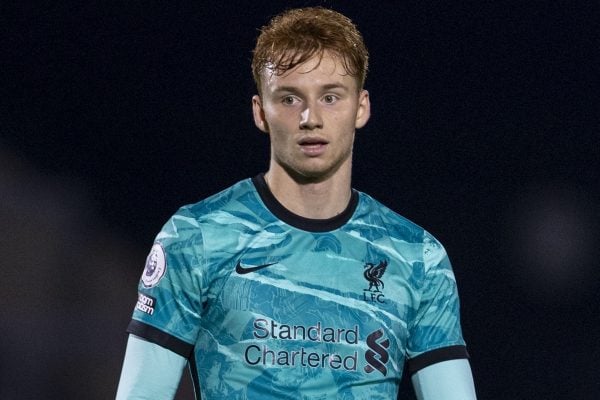 LONDON, ENGLAND - Friday, October 30, 2020: Liverpool's Sepp Van Den Berg during the Premier League 2 Division 1 match between Arsenal FC Under-23's and Liverpool FC Under-23's at Meadow Park. Liverpool won 1-0. (Pic by David Rawcliffe/Propaganda)