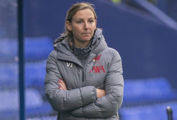 BIRKENHEAD, ENGLAND - Sunday, November 8, 2020: Liverpool's manager Vicky Jepson during the FA Women’s Championship game between Liverpool FC Women and Sheffield United Women FC at Prenton Park. Liverpool won 1-0. (Pic by David Rawcliffe/Propaganda)