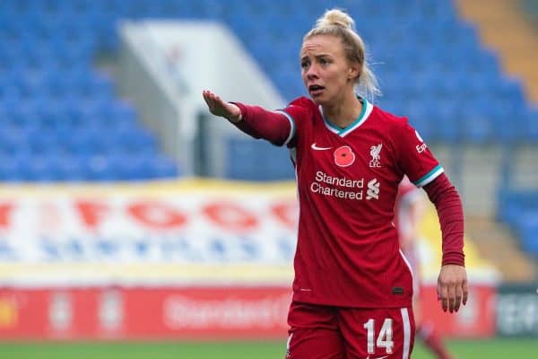 BIRKENHEAD, ENGLAND - Sunday, November 8, 2020: Liverpool's Ashley Hodson during the FA Women’s Championship game between Liverpool FC Women and Sheffield United Women FC at Prenton Park. Liverpool won 1-0. (Pic by David Rawcliffe/Propaganda)