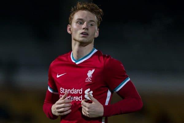 STOKE-ON-TRENT, ENGLAND - Tuesday, November 10, 2020: Liverpool's Sepp van den Berg during the EFL Trophy Northern Group D match between Port Vale FC and Liverpool FC Under-21's at Vale Park. (Pic by David Rawcliffe/Propaganda)