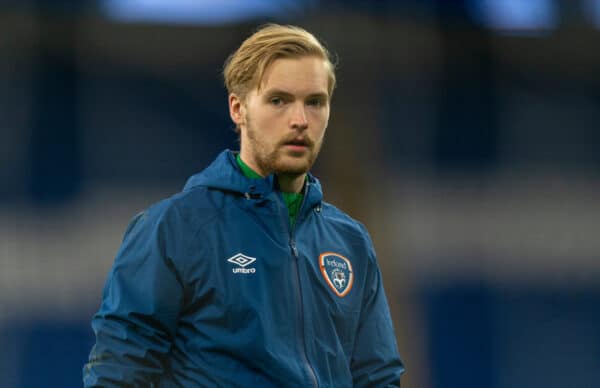 CARDIFF, WALES - Sunday, November 15, 2020: Republic of Ireland's goalkeeper Caoimhin Kelleher during the pre-match warm-up before the UEFA Nations League Group Stage League B Group 4 match between Wales and Republic of Ireland at the Cardiff City Stadium. Wales won 1-0. (Pic by David Rawcliffe/Propaganda)