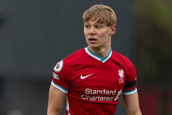 KIRKBY, ENGLAND - Saturday, November 21, 2020: Liverpool's Paul Glatzel during the Premier League 2 Division 1 match between Liverpool FC Under-23's and Southampton FC Under-23's at the Liverpool Academy. The game ended in a goalless draw. (Pic by David Rawcliffe/Propaganda)