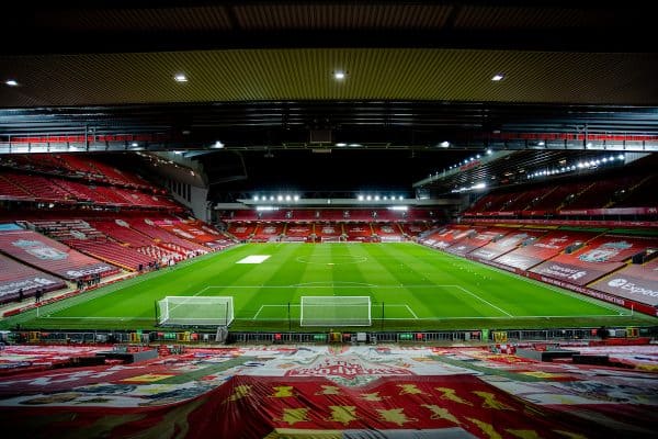 LIVERPOOL, ENGLAND - Sunday, November 22, 2020: A general view from the Spion Kop before the FA Premier League match between Liverpool FC and Leicester City FC at Anfield. The game was played behind closed doors due to the UK government’s social distancing laws during the Coronavirus COVID-19 Pandemic. Liverpool won 3-0. (Pic by David Rawcliffe/Propaganda)