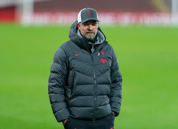 LIVERPOOL, ENGLAND - Sunday, November 22, 2020: Liverpool’s manager Jürgen Klopp gives an interview to LFC.TV after the FA Premier League match between Liverpool FC and Leicester City FC at Anfield. The game was played behind closed doors due to the UK government’s social distancing laws during the Coronavirus COVID-19 Pandemic. Liverpool won 3-0. (Pic by David Rawcliffe/Propaganda)