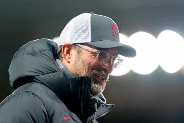 LIVERPOOL, ENGLAND - Sunday, November 22, 2020: Liverpool’s manager Jürgen Klopp gives an interview to LFC.TV after the FA Premier League match between Liverpool FC and Leicester City FC at Anfield. The game was played behind closed doors due to the UK government’s social distancing laws during the Coronavirus COVID-19 Pandemic. Liverpool won 3-0. (Pic by David Rawcliffe/Propaganda)