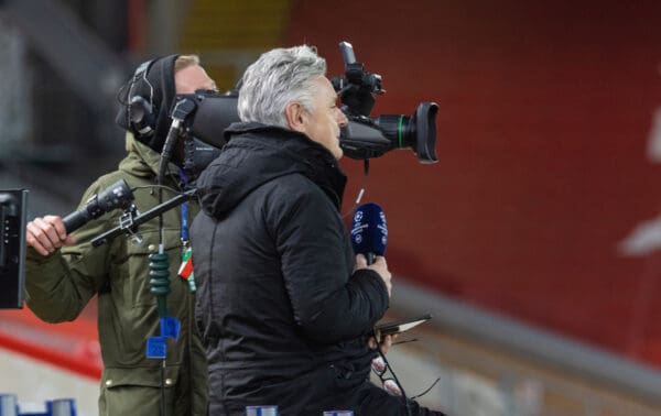 LIVERPOOL, ENGLAND - Tuesday, December 1, 2020: BT Sport's Des Kelly interviews Liverpool's manager Jürgen Klopp before the UEFA Champions League Group D match between Liverpool FC and AFC Ajax at Anfield. Liverpool won 1-0 to win the group and progress to the Round of 16. (Pic by David Rawcliffe/Propaganda)