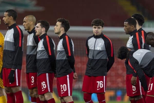 LIVERPOOL, ENGLAND - Tuesday, December 1, 2020: Liverpool's Neco Williams lines-up before the UEFA Champions League Group D match between Liverpool FC and AFC Ajax at Anfield. Liverpool won 1-0 to win the group and progress to the Round of 16. (Pic by David Rawcliffe/Propaganda)