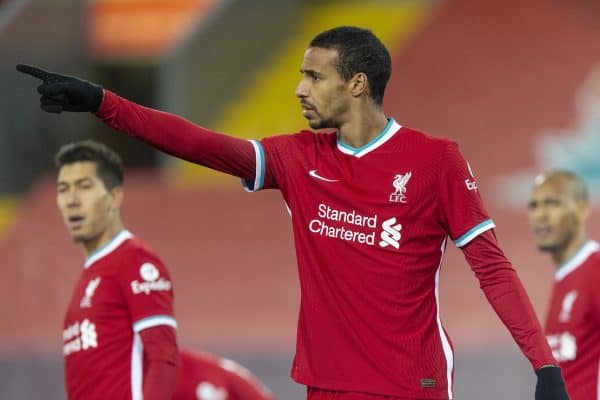 LIVERPOOL, ENGLAND - Sunday, December 6, 2020: Liverpool's Joel Matip during the FA Premier League match between Liverpool FC and Wolverhampton Wanderers FC at Anfield. Liverpool won 4-0. (Pic by David Rawcliffe/Propaganda)