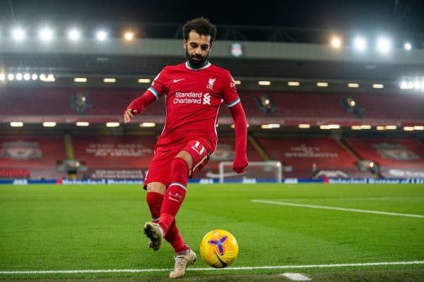 LIVERPOOL, ENGLAND - Sunday, December 6, 2020: Liverpool's Mohamed Salah during the FA Premier League match between Liverpool FC and Wolverhampton Wanderers FC at Anfield. Liverpool won 4-0. (Pic by David Rawcliffe/Propaganda)