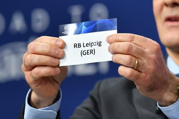 NYON, SWITZERLAND - Monday, December 14, 2020: UEFA Deputy General Secretary Giorgio Marchetti draws out RB Leipzig, to face Liverpool FC, during the UEFA Champions League 2020/21 Round of 16 draw at the UEFA Headquarters, the House of European Football. (Photo Handout/UEFA)